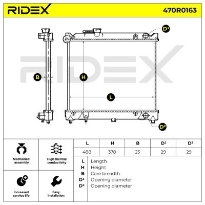 Kühler, Motorkühlung RIDEX 470R0163 470R0163 - foto 4