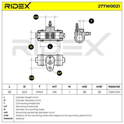 Radbremszylinder RIDEX 277W0021 277W0021 - foto 8