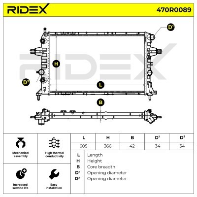 Kühler, Motorkühlung RIDEX 470R0089 470R0089 - foto 7