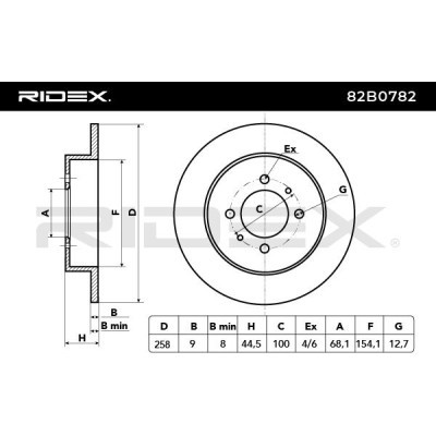 Bremsscheibe RIDEX 82B0782 82B0782 - foto 4