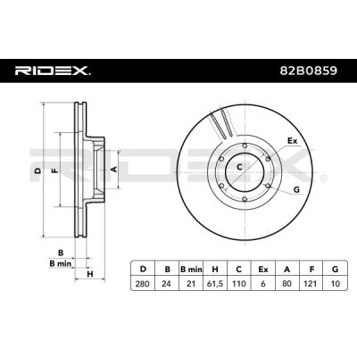 Bremsscheibe RIDEX 82B0859 82B0859 - foto 6