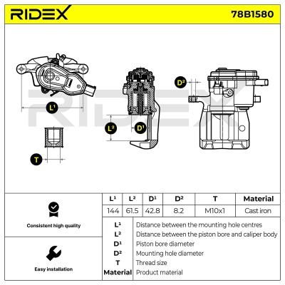 Bremssattel RIDEX 78B1580 78B1580 - foto 3