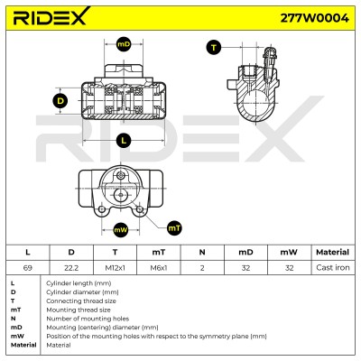 Radbremszylinder RIDEX 277W0004 277W0004 - foto 7