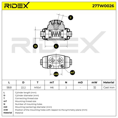Radbremszylinder RIDEX 277W0026 277W0026 - foto 6