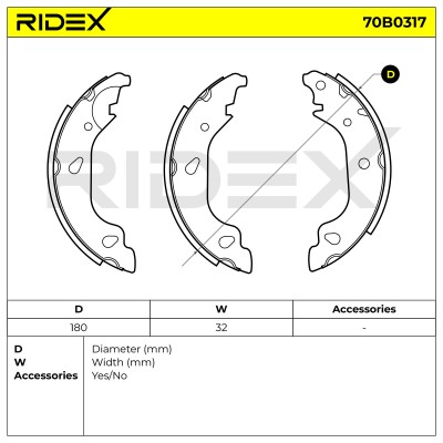 Bremsbeläge Satz RIDEX 70B0317 70B0317 - foto 6