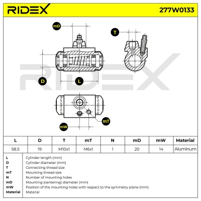 Radbremszylinder RIDEX 277W0133 277W0133 - foto 6
