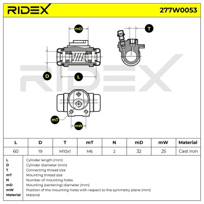 Radbremszylinder RIDEX 277W0053 277W0053 - foto 6
