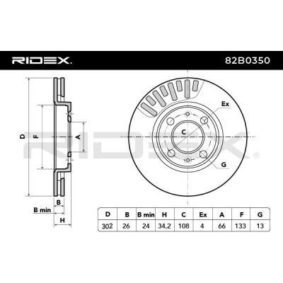 Bremsscheibe RIDEX 82B0350 82B0350 - foto 6