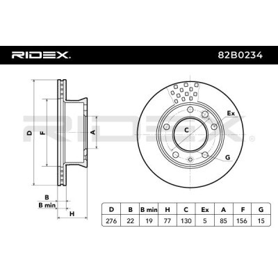 Bremsscheibe RIDEX 82B0234 82B0234 - foto 6