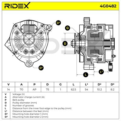 Generator RIDEX 4G0482 4G0482 - foto 5