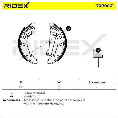 Bremsbeläge Satz RIDEX 70B0061 70B0061 - foto 3