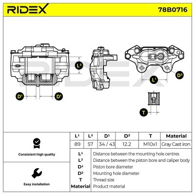 Bremssattel RIDEX 78B0716 78B0716 - foto 5