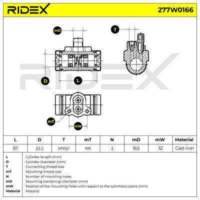 Radbremszylinder RIDEX 277W0166 277W0166 - foto 7