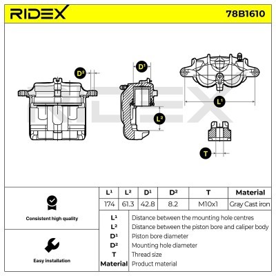Bremssattel RIDEX 78B1610 78B1610 - foto 6