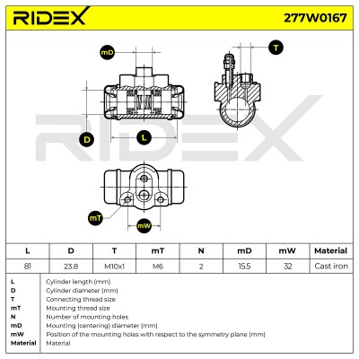 Radbremszylinder RIDEX 277W0167 277W0167 - foto 9