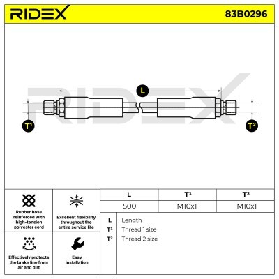 Bremsschlauch RIDEX 83B0296 83B0296 - foto 2