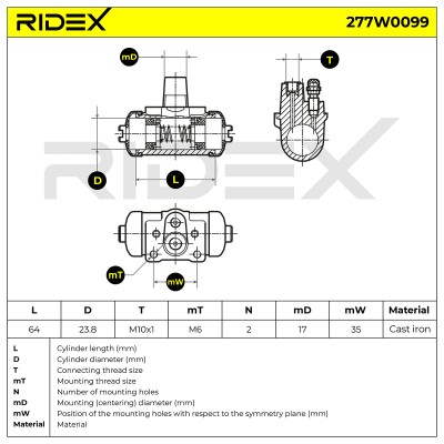 Radbremszylinder RIDEX 277W0099 277W0099 - foto 6