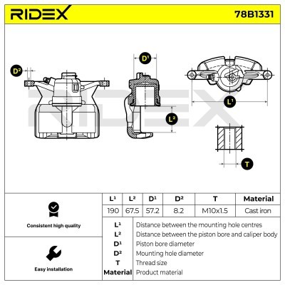 Bremssattel RIDEX 78B1331 78B1331 - foto 3