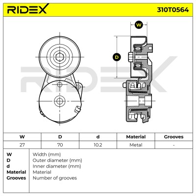 Spannarm Keilrippenriemen RIDEX 310T0564 310T0564 - foto 5
