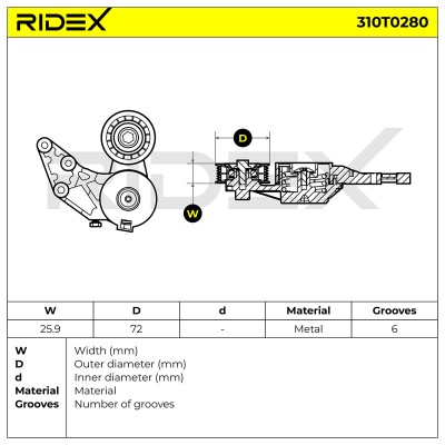 Spannarm Keilrippenriemen RIDEX 310T0280 310T0280 - foto 6