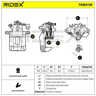 Bremssattel RIDEX 78B0118 78B0118 - foto 2
