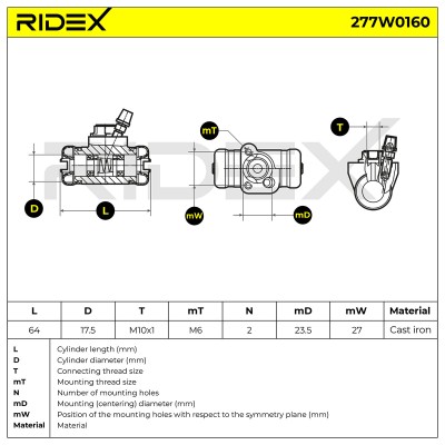 Radbremszylinder RIDEX 277W0160 277W0160 - foto 6