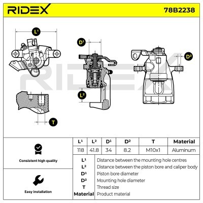 Bremssattel RIDEX 78B2238 78B2238 - foto 7