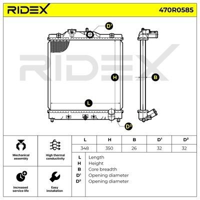 Kühler, Motorkühlung RIDEX 470R0585 470R0585 - foto 4