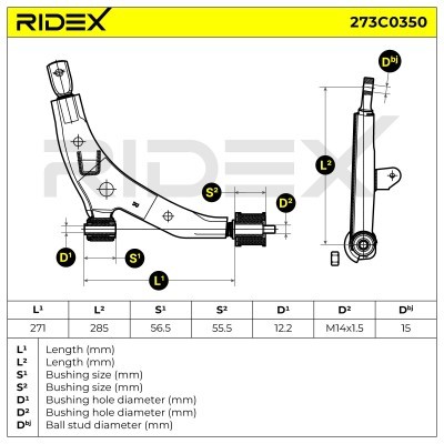 Querlenker RIDEX 273C0350 273C0350 - foto 4