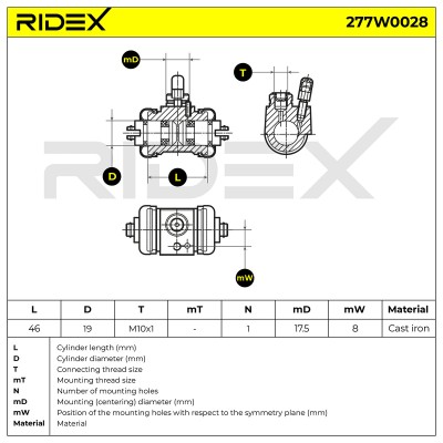 Radbremszylinder RIDEX 277W0028 277W0028 - foto 6