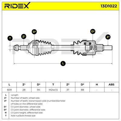 Antriebswelle RIDEX 13D1022 13D1022 - foto 7