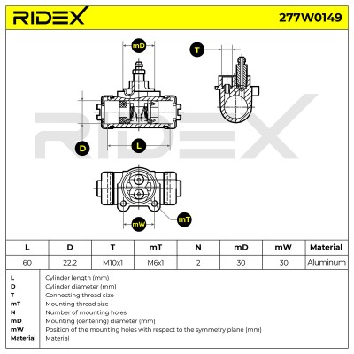 Radbremszylinder RIDEX 277W0149 277W0149 - foto 6
