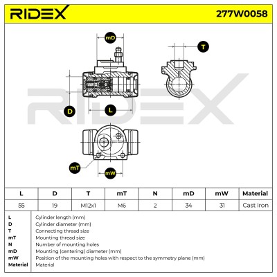 Radbremszylinder RIDEX 277W0058 277W0058 - foto 6