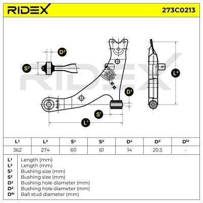 Querlenker RIDEX 273C0213 273C0213 - foto 5