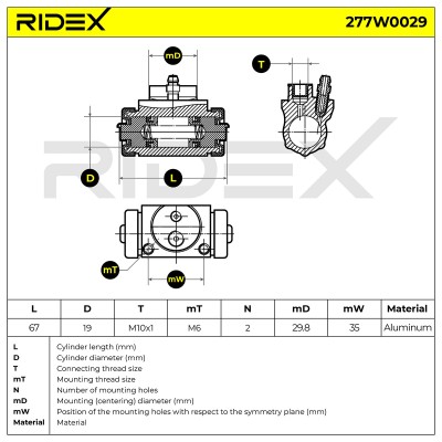 Radbremszylinder RIDEX 277W0029 277W0029 - foto 6