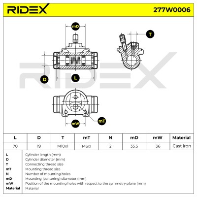 Radbremszylinder RIDEX 277W0006 277W0006 - foto 6