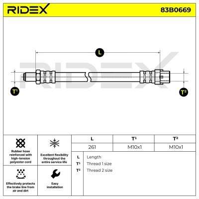 Bremsschlauch RIDEX 83B0669 83B0669 - foto 2