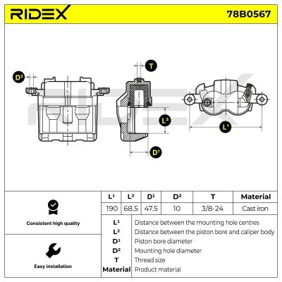 Bremssattel RIDEX 78B0567 78B0567 - foto 5