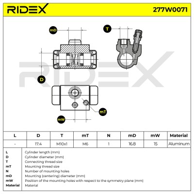 Radbremszylinder RIDEX 277W0071 277W0071 - foto 6