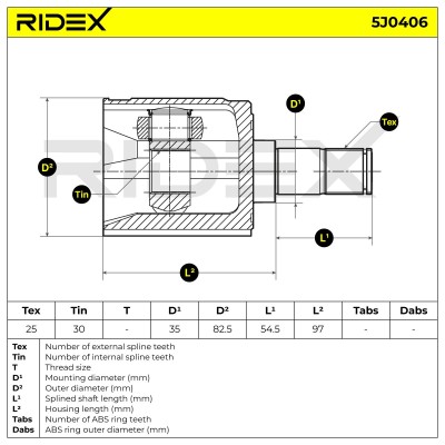 Gelenksatz, Antriebswelle RIDEX 5J0406 5J0406 - foto 6
