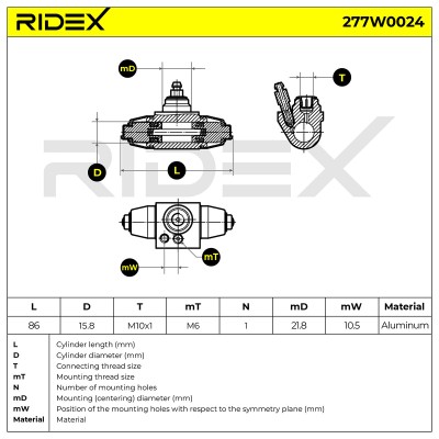 Radbremszylinder RIDEX 277W0024 277W0024 - foto 9