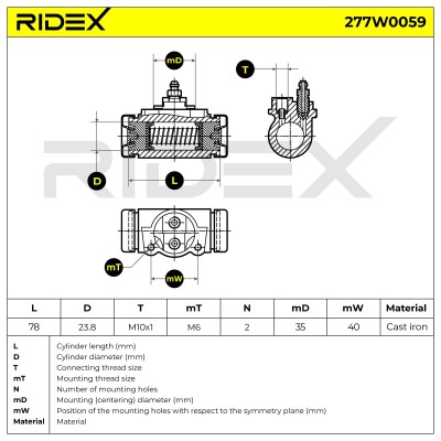 Radbremszylinder RIDEX 277W0059 277W0059 - foto 6