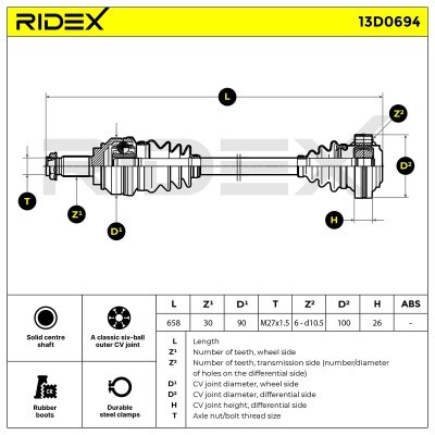 Antriebswelle RIDEX 13D0694 13D0694 - foto 6