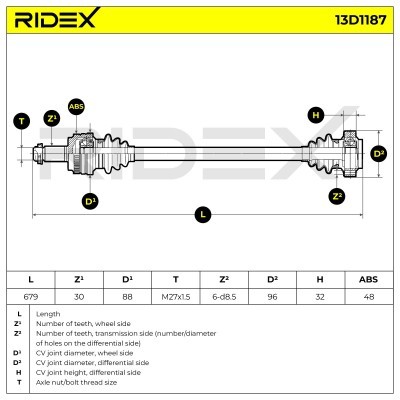 Antriebswelle RIDEX 13D1187 13D1187 - foto 7
