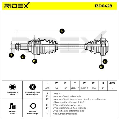 Antriebswelle RIDEX 13D0428 13D0428 - foto 7