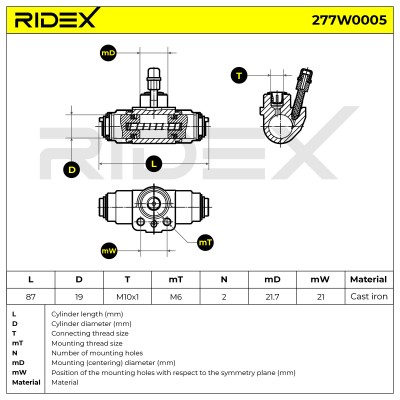 Radbremszylinder RIDEX 277W0005 277W0005 - foto 6