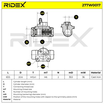 Radbremszylinder RIDEX 277W0017 277W0017 - foto 6