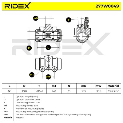 Radbremszylinder RIDEX 277W0049 277W0049 - foto 6