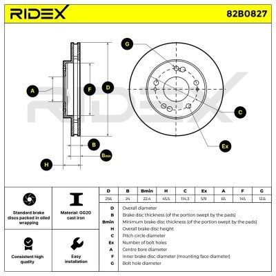 Bremsscheibe RIDEX 82B0827 82B0827 - foto 6