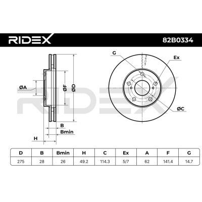 Bremsscheibe RIDEX 82B0334 82B0334 - foto 3